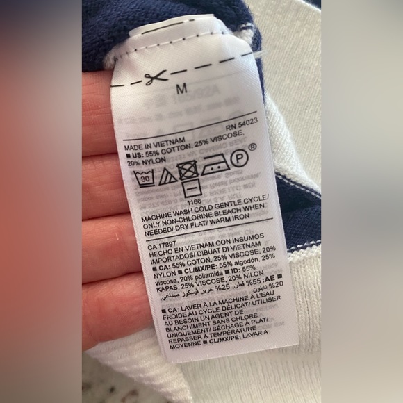 Bundle of 2, Old Navy crewneck sweaters, side slits, blue + blue stripe, Size M - Picture 6 of 11